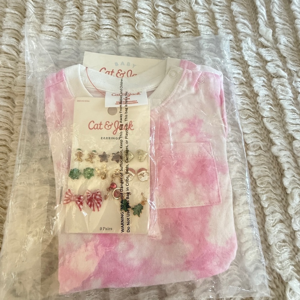 Cat & Jack shirt and earrings bundle. NWT